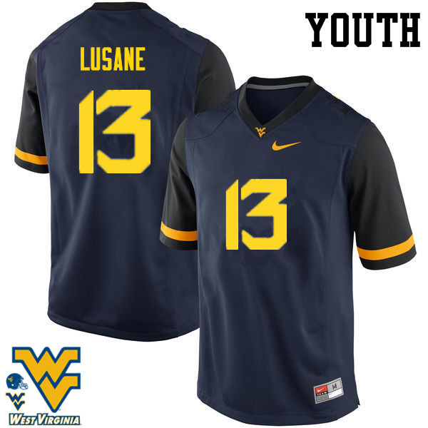 Youth #13 Rashon Lusane West Virginia Mountaineers College Football Jerseys-Navy - Click Image to Close